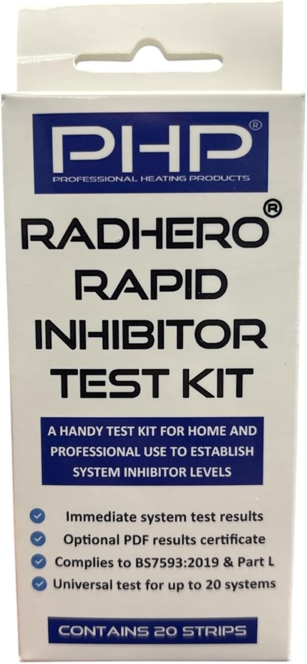 PHP Radhero Rapid Inhibitor 20 Test Kit Strips for Central Heating & Underfloor + PDF Certificate
