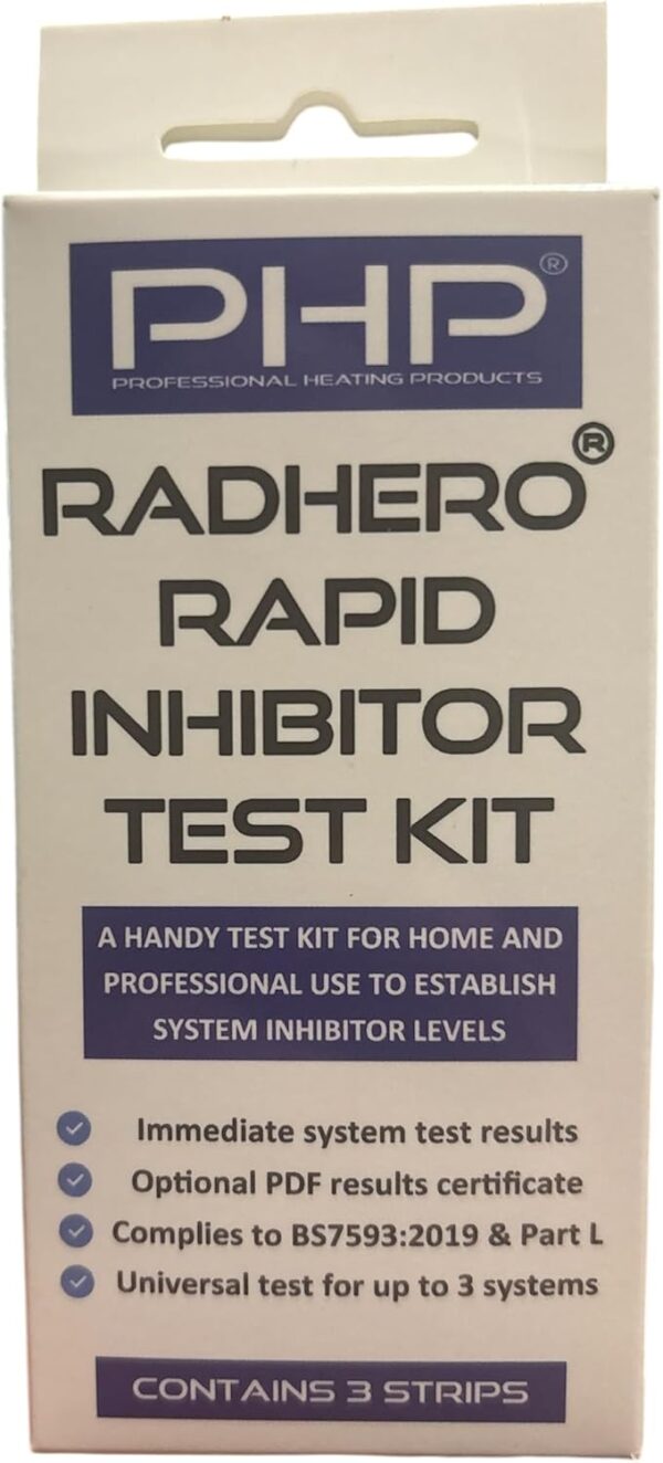 PHP Radhero Rapid Inhibitor 3 Test Kit Strips for Central Heating & Underfloor + PDF Certificate